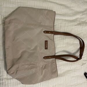 Vera Bradley Taupe Tote with Brown Straps